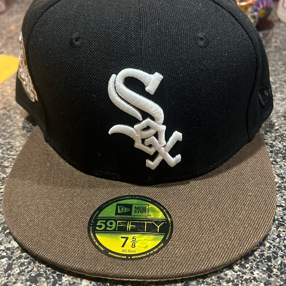 Chicago White Sox Hat Cap New Era Size 7 5/8 Fitted Black 59Fifty On Field